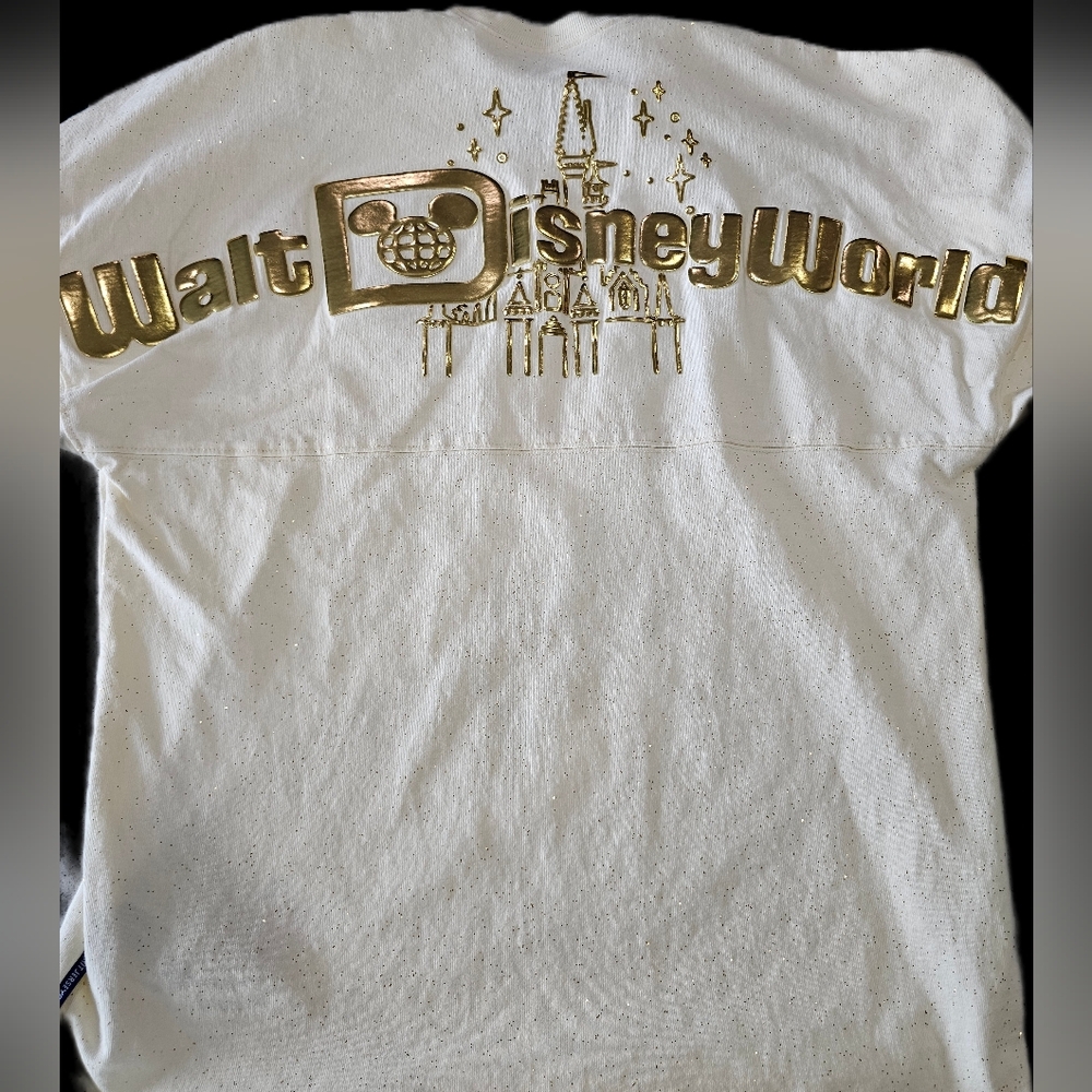 Walt Disney World Gold Cinderella Castle Glitter Spirit Jersey
